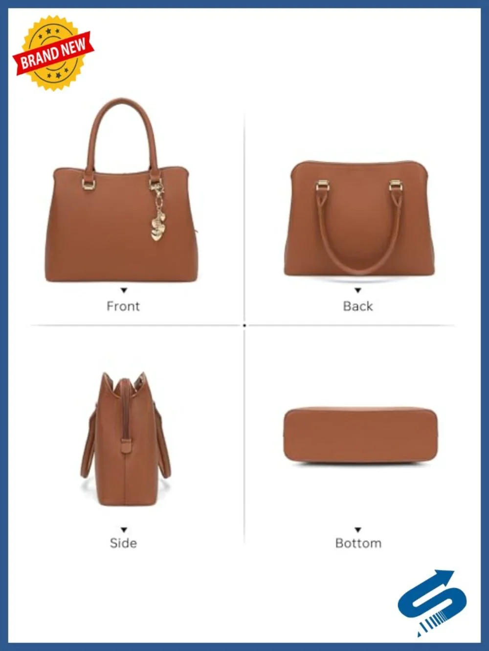 Faux Leather Top Handle Satchel Purse with Shoulder Strap